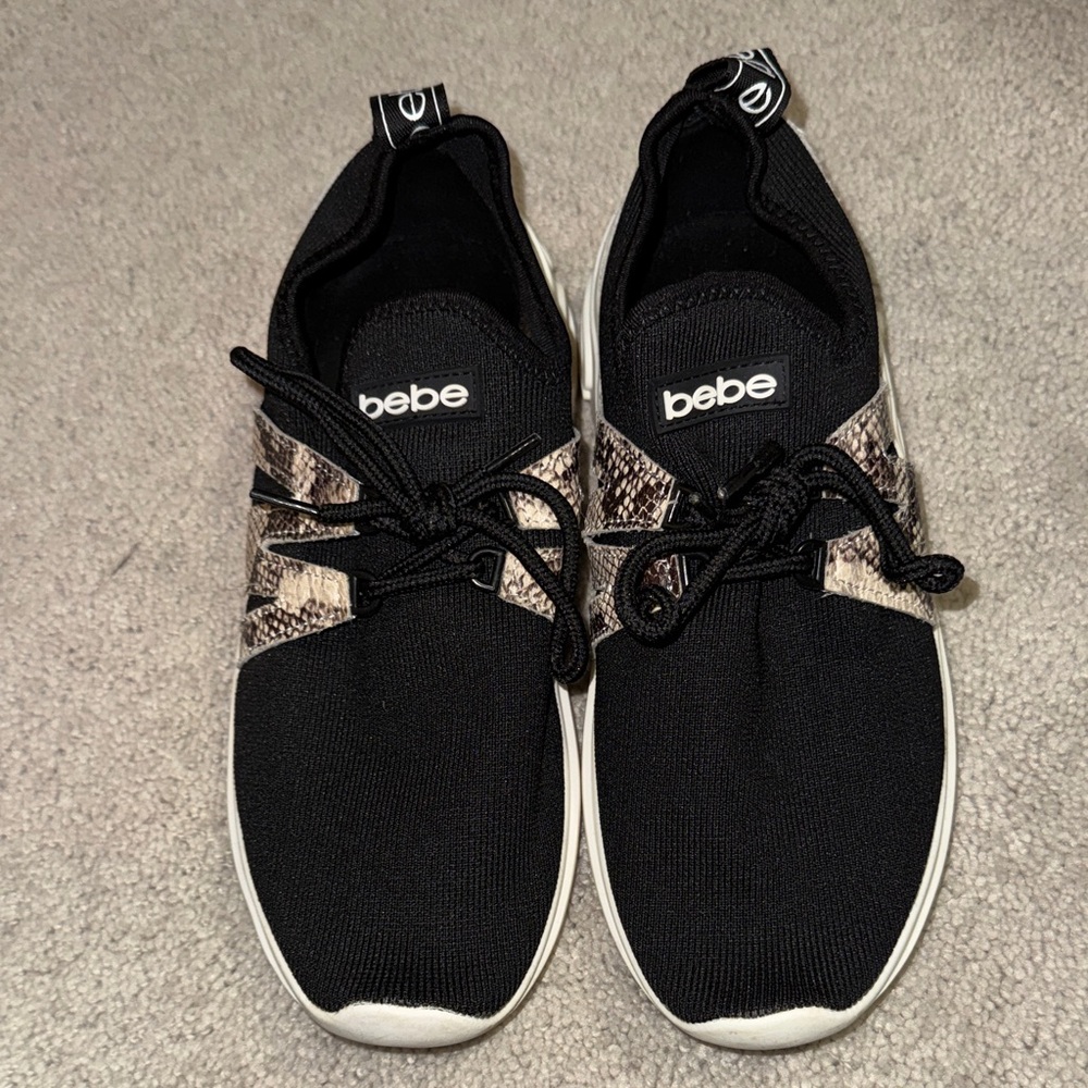 Bebe Black and Snake Pattern Sneakers